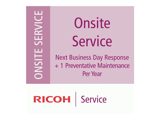RICOH 5Year Extended Warranty Onsite Service Next Business Day +1 Preventative Maintenance per Year Mid-Vol Production Scanners
