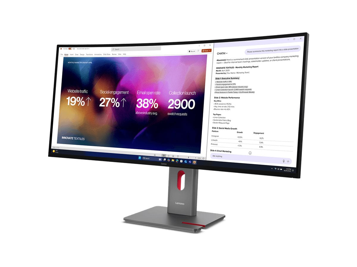 LENOVO ThinkVision P40WD-40 LED Écran curved 40p 39.7p 5120x2160 5K 120Hz IPS HDR10 Thunderbolt 4 HDMI DisplayPort speakers