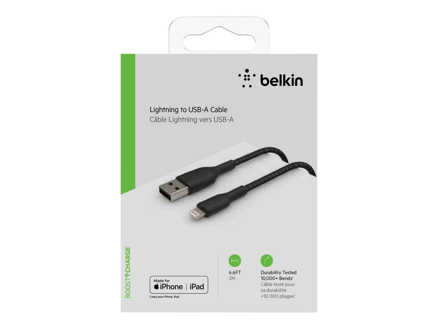 BELKIN BELKIN BOOST CHARGE USB-A to Lightning Cable Braided 2M Black