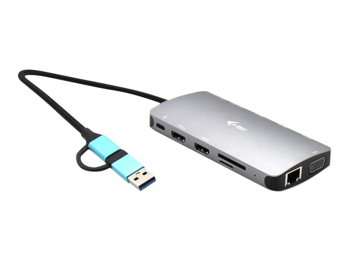 I-TEC I-TEC USB-C Metal Nano Dock 2xHDMI 1xVGA 1xSD Cardreader 1xmicroSD Cardreader 1xGLAN 3xUSB 2.0 1xUSB 3.2 1xUSB-C3.2Data 1xUSB-C PD