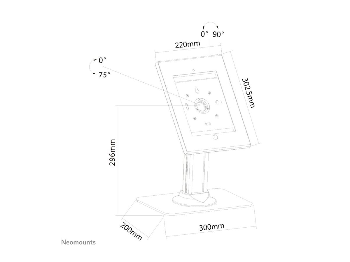 NEOMOUNTS NEOMOUNTS TABLET-D300WHITE Support de bureau pour tablette 9.7p- verrouillable