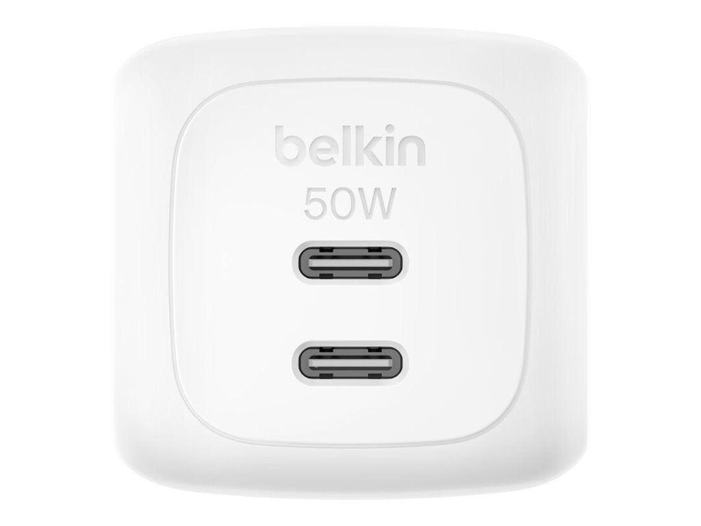 BELKIN BELKIN BoostCharge 50W Dual USB-C PD Wall Charger with PPS WHT