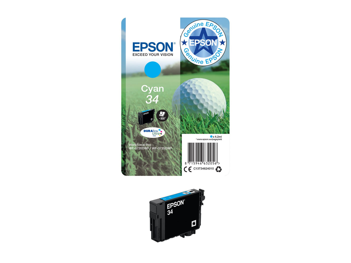 EPSON 2LB Singlepack Cyan 34 - DURABrite Ultra Ink