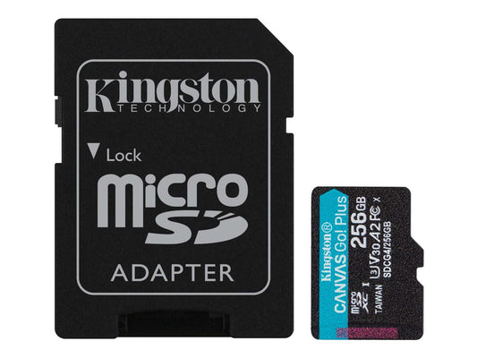 KINGSTON 256Go microSDXC Canvas Go Plus Gen4 200Mo/s A2 U3 V30 Card + Adapter