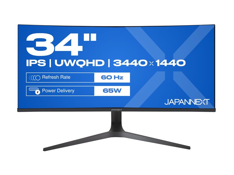 JAPANNEXT JAPANNEXT JN-IPS340UWQHD60C-C65W-HS - Ecran incurvé 34p 3440x1440 UWQHD 60Hz - IPS - 300 cd/m2 - HDMI - DP - USB-C charge 65W