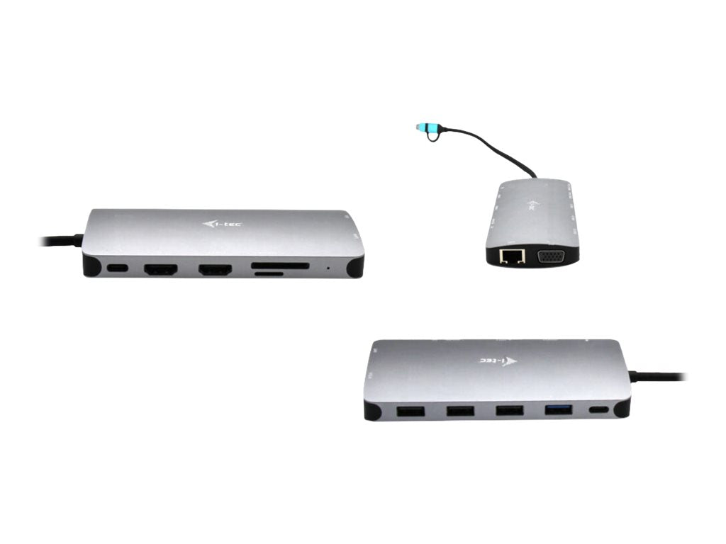 I-TEC I-TEC USB-C Metal Nano Dock 2xHDMI 1xVGA 1xSD Cardreader 1xmicroSD Cardreader 1xGLAN 3xUSB 2.0 1xUSB 3.2 1xUSB-C3.2Data 1xUSB-C PD