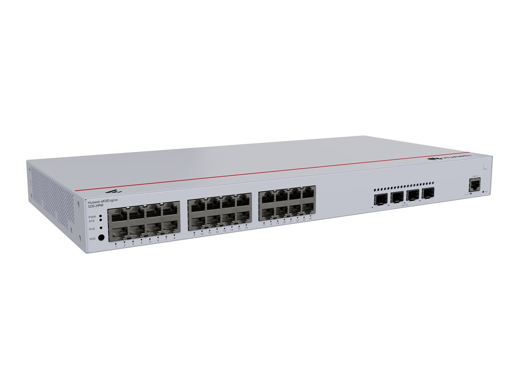 HUAWEI TECHNOLOGIES HUAWEI S220-24P4X 24x10/100/1000BASE-T ports 400W PoE+ 4x10GE SFP+ ports built-in AC power eKit