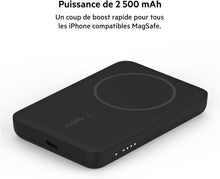 Charger l&#39;image dans la galerie, Belkin Batterie externe sans fil magnétique 2500mAh, chargeur portable compatible avec MagSafe pour iPhone 14, 13, 12, charge rapide petite capacité compact mini 2K, câble USB-C/USB-C inclus, Noir