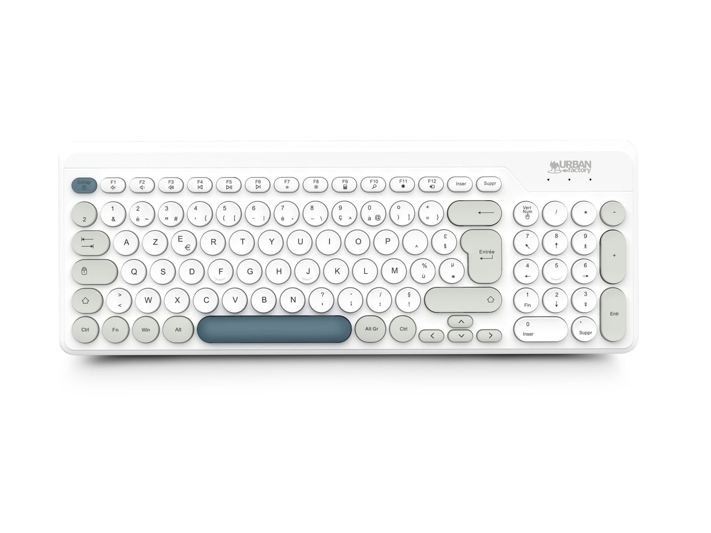URBAN FACTORY Onlee Color Wireless Flat Keyboard 2.4Ghz - White/Blue/Grey