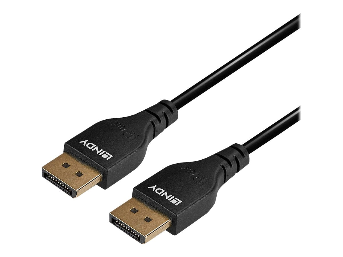 LINDY 0.5m DisplayPort 1.4 Cable Slim DP male to DP male connector