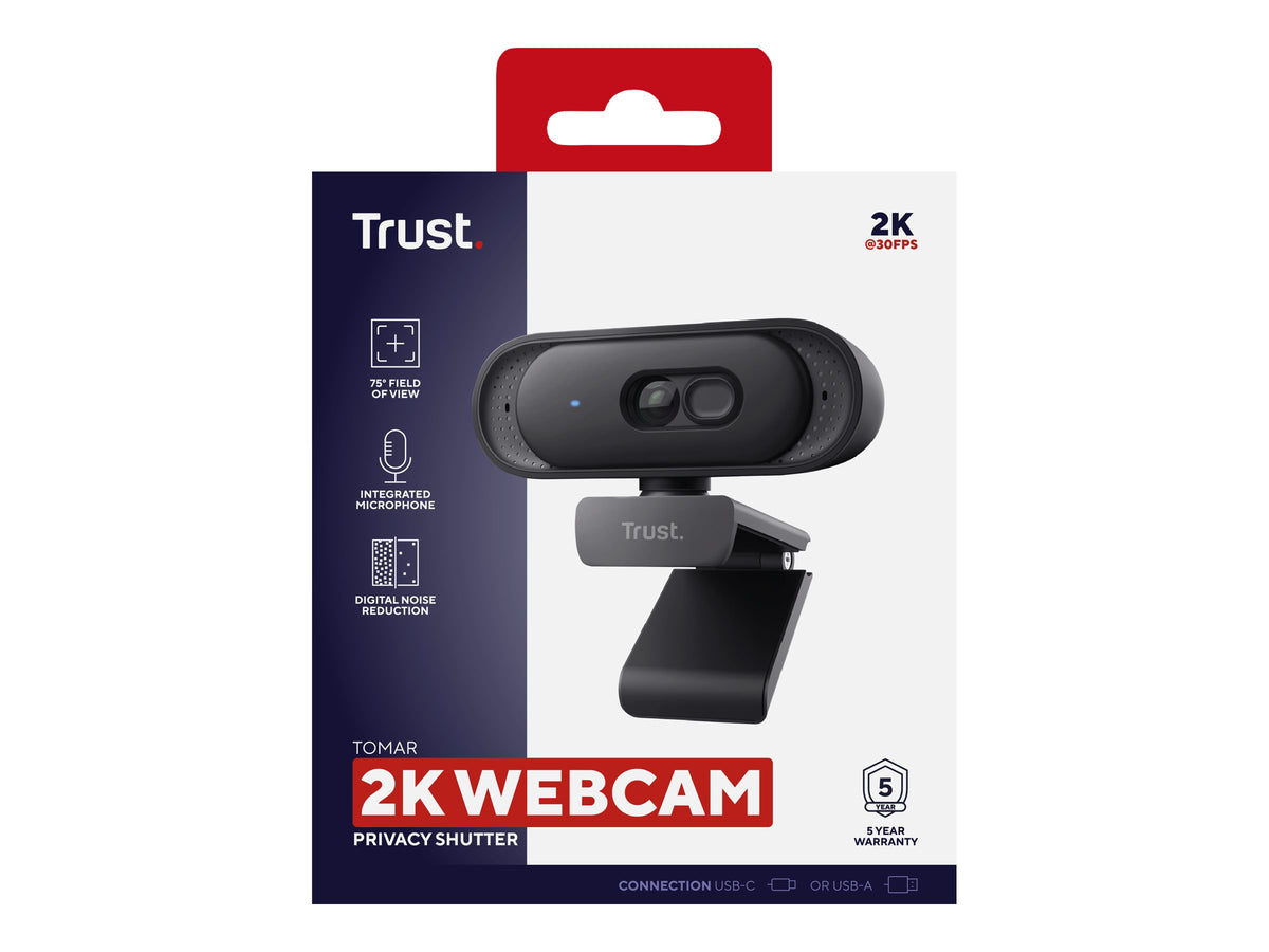 TRUST Webcam TOMAR 2K QHD noir