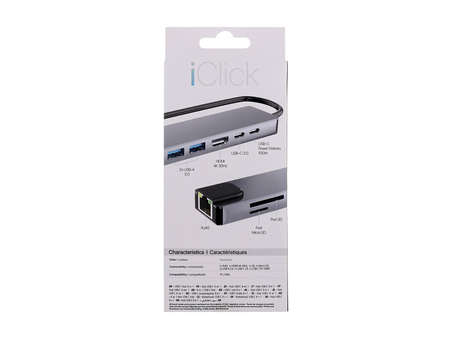 T'NB TNB iClick - Hub USB-C 8 en 1 - en aluminium
