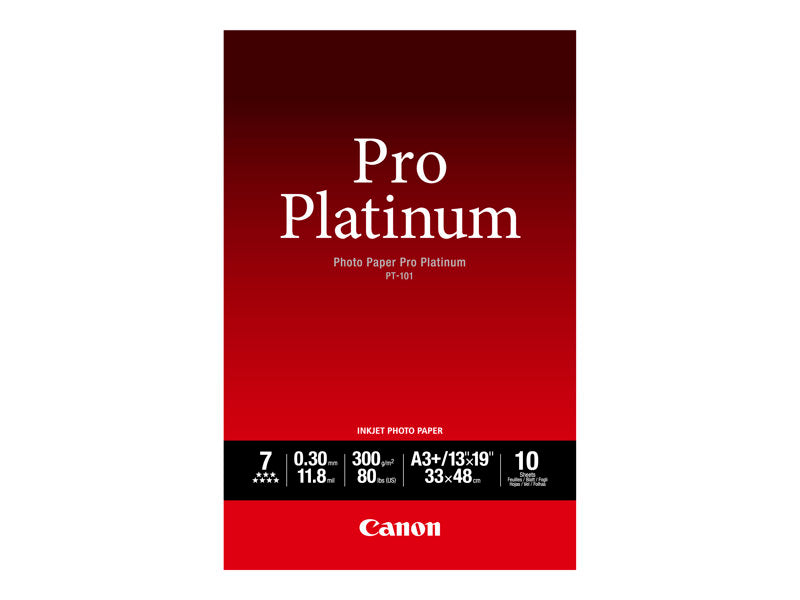 CANON CANON PT-101 pro platinum photo  papier 300g/m2 A3+ 10 feuilles pack de 1