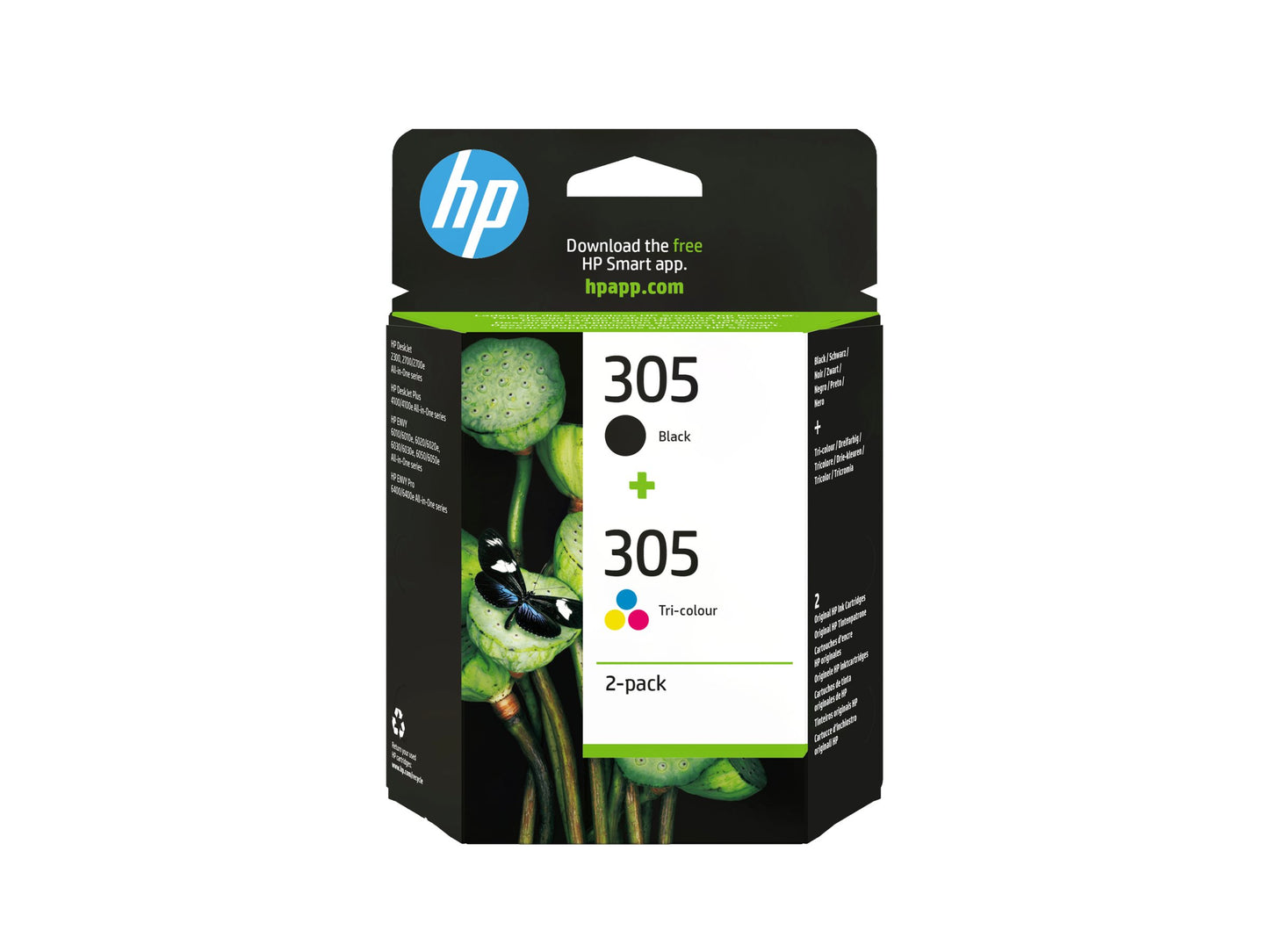 HP INC. HP 305 2-Pack Tri-color/Black Original Ink Cartridge
