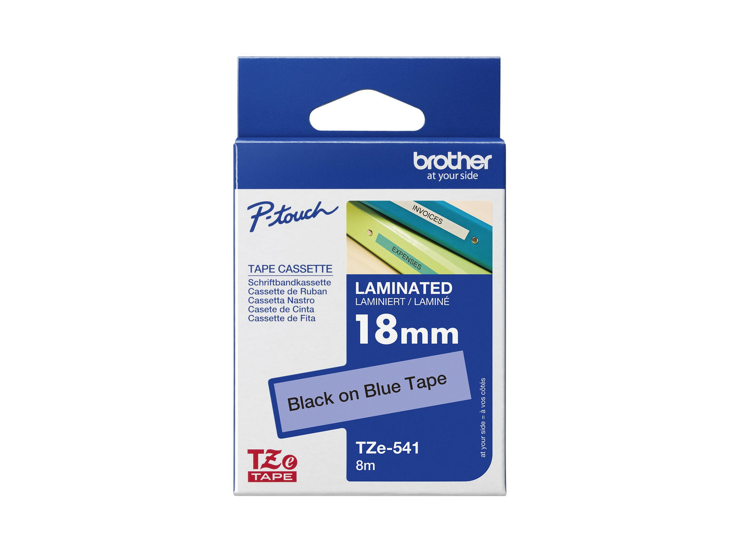 BROTHER P-TOUCH TZE-541 noir sur bleu 18mm