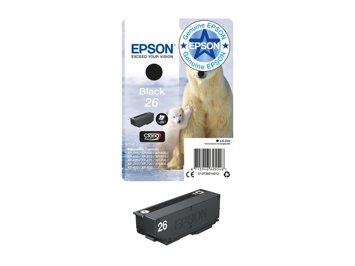 EPSON 4LB 26 ink cartridge black standard capacity 6.2ml 220 pages 1-pack blister without alarm