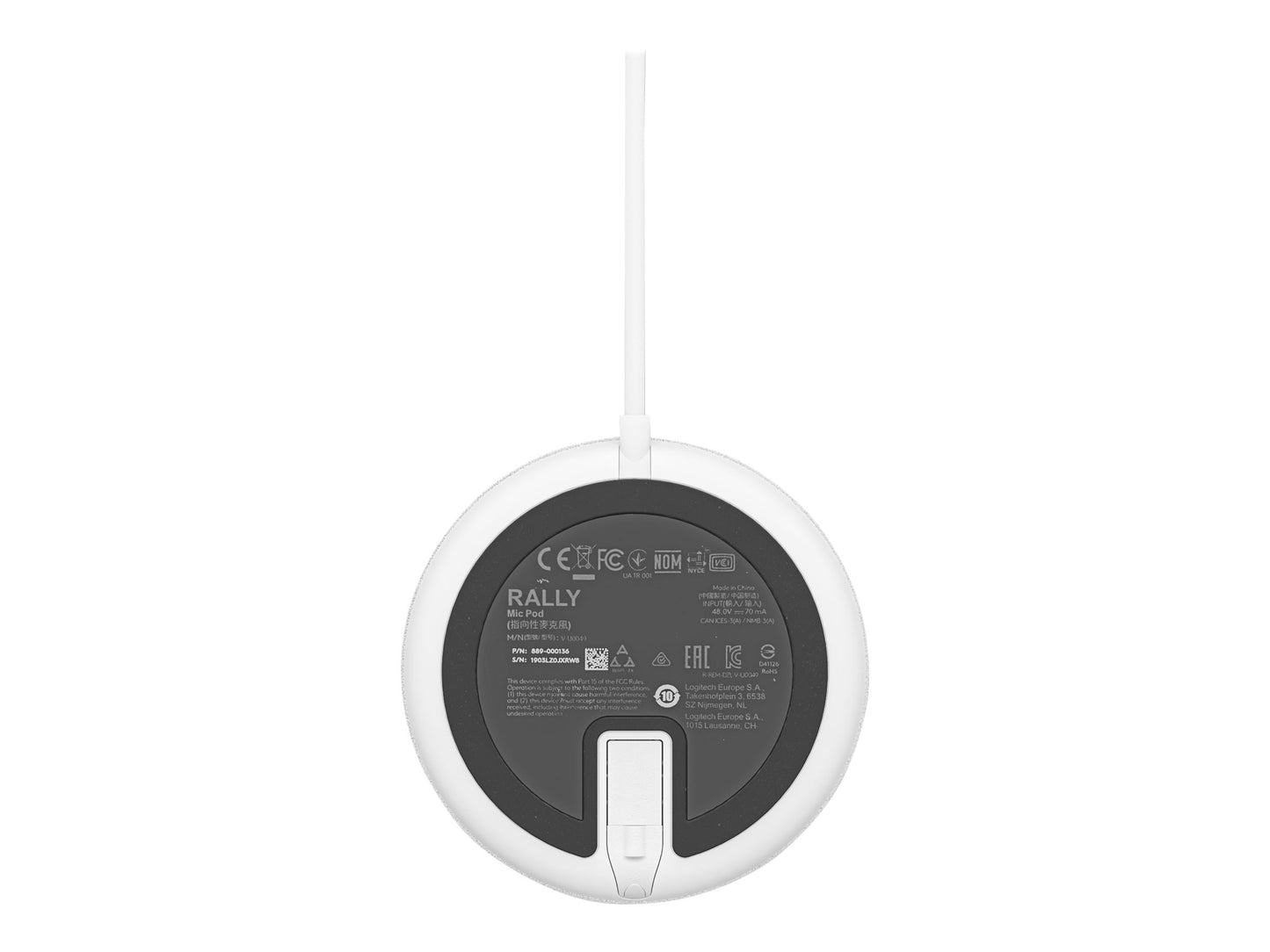 LOGITECH LOGITECH Rally Mic Pod Microphone white Skype Certified Zoom Certified Cisco Webex Certified for Rally Bar Plus Room Solution Large