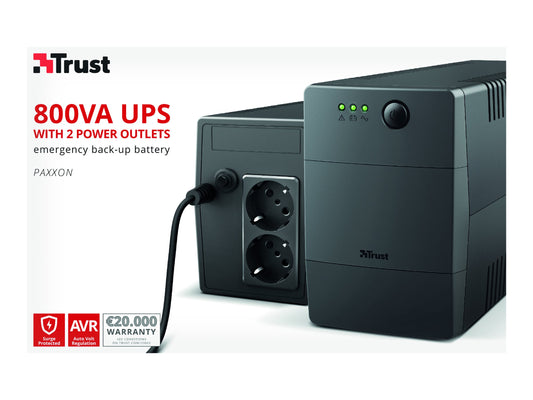 TRUST Onduleur PAXXON 800 VA avec 2 prises