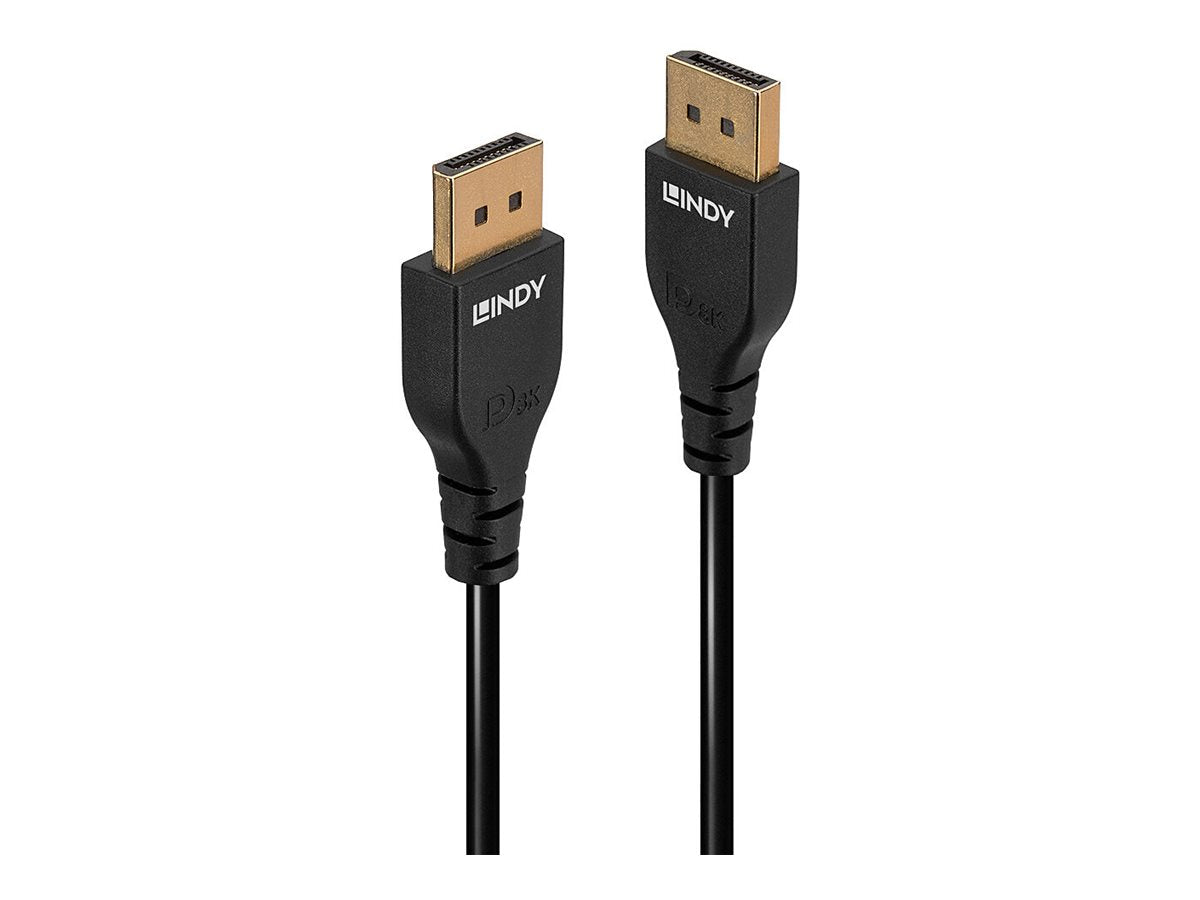 LINDY 0.5m DisplayPort 1.4 Cable Slim DP male to DP male connector