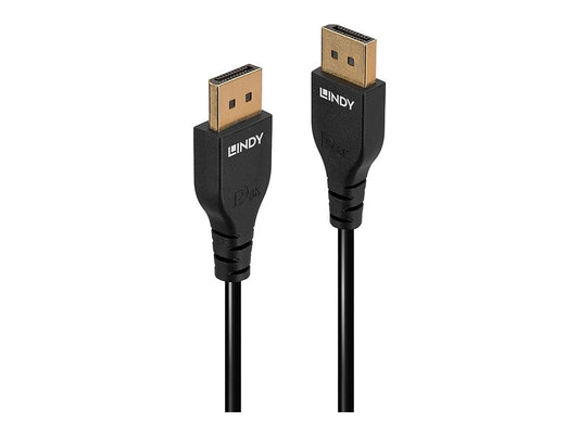 LINDY 0.5m DisplayPort 1.4 Cable Slim DP male to DP male connector