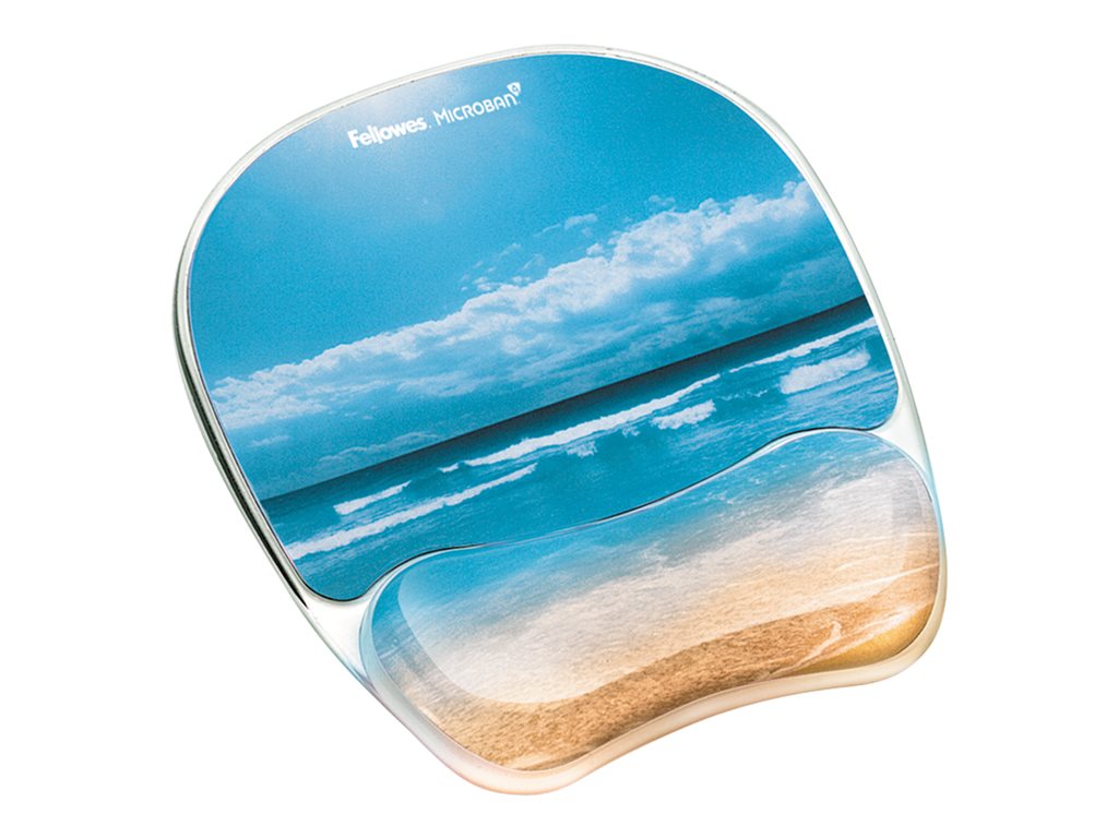 FELLOWES Photo Gel Mouse Pad and Wrist Rest with Microban Protection Sandy Beach