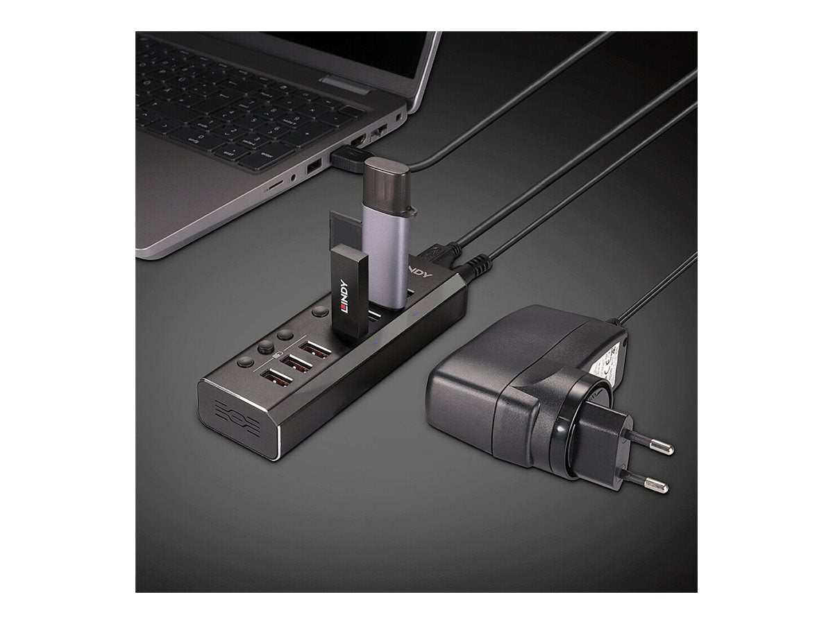 LINDY LINDY 4 Port USB 3.0 Hub with 3 Quick Charge 3.0 Ports