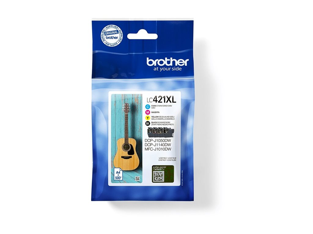 BROTHER 4-pack of Black Cyan Magenta and Yellow 500-page high capacity ink cartridges for DCP-J1050DW MFC-J1010DW and DCP-J11