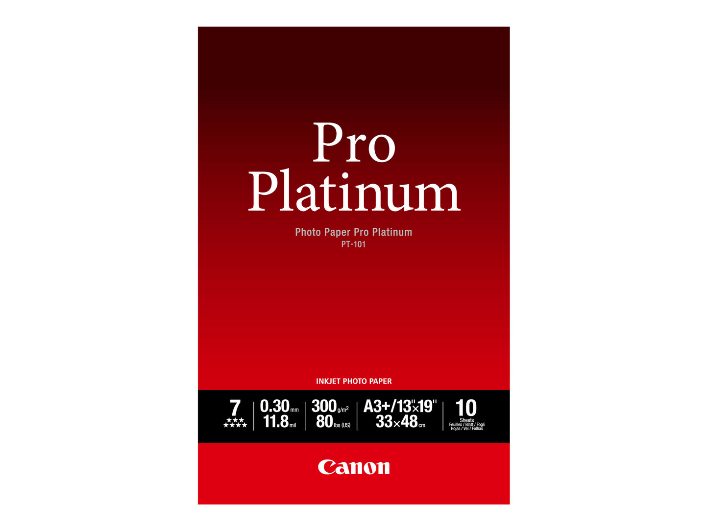 CANON CANON PT-101 pro platinum photo  papier 300g/m2 A3+ 10 feuilles pack de 1