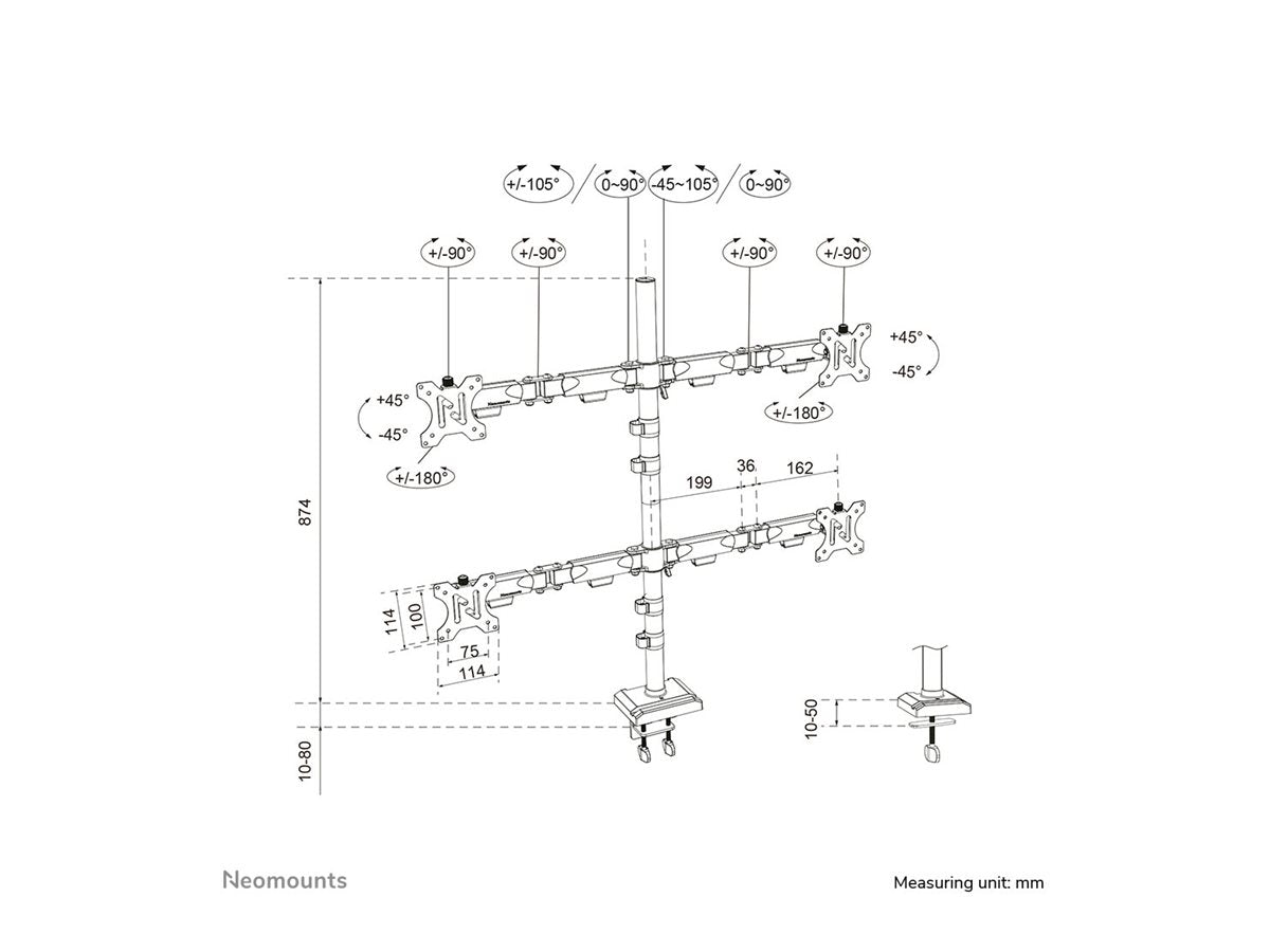 NEOMOUNTS NERO Quadruple monitor arm 10-32p