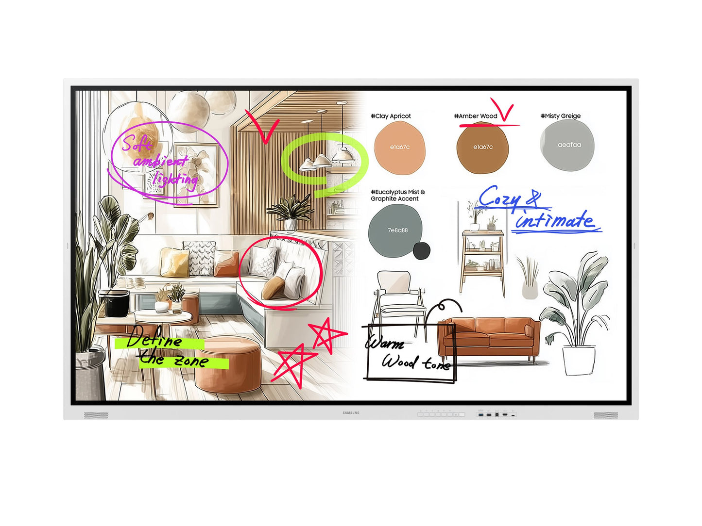 SAMSUNG FLIP 5 PRO WM85FX 85p Tactile Infrarouge 20p UHD 3840x2160 16:9 300nit sans vitre 220nit avec vitre