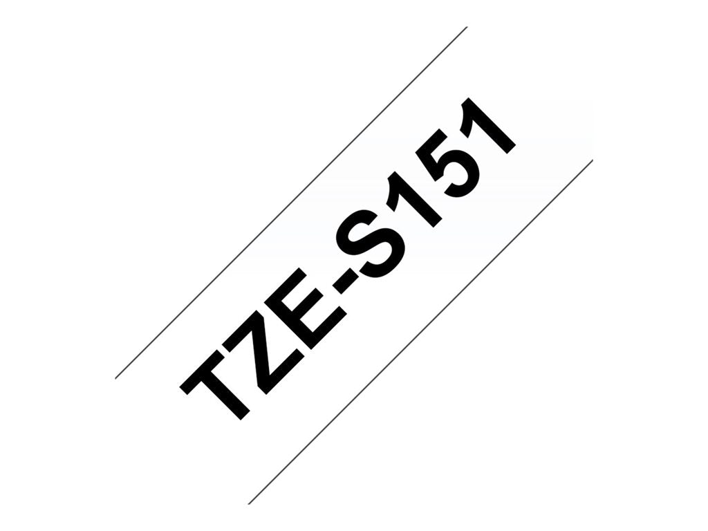 BROTHER P-TOUCH TZE-S151 noir sur clear 24mm extra gluey