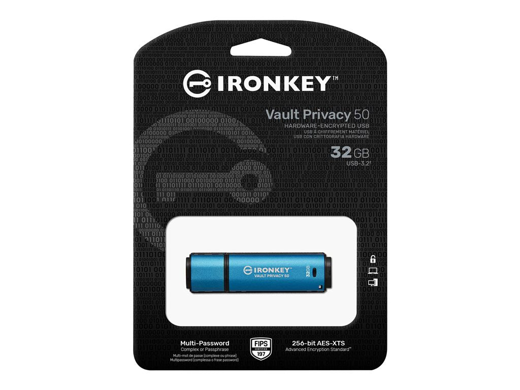 KINGSTON 32Go IronKey Vault Privacy 50 USB AES-256 Encrypted FIPS 197