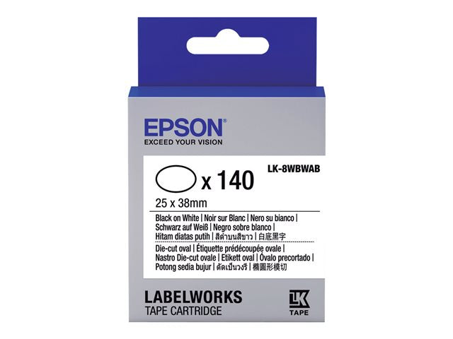 EPSON Ruban LK-8WBWAB - Étiquette prédécoupée ovale Noir/Blanc 25x38mm