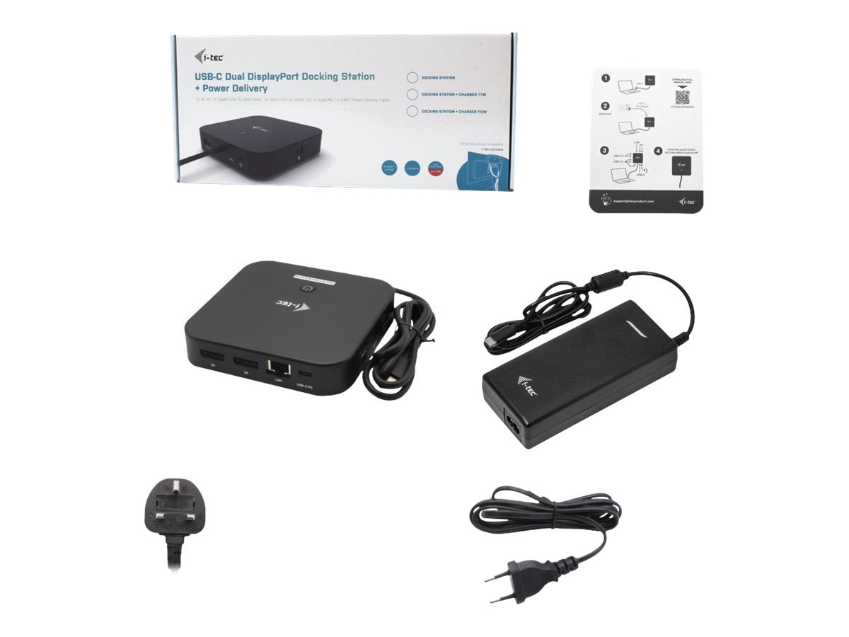 I-TEC I-TEC USB-C Dual Display MST DS 2xDP 1xGLAN 3xUSB 3.1 2xUSB 2.0 1xUSB-C-DatA 1xAudio/Mic Jack 1x100W USB-C PD + Charger 112W