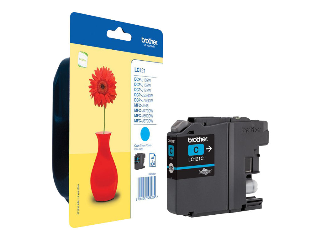 BROTHER LC-121 cartouche d encre cyan capacité standard 300 pages 1-pack blister sans alarme