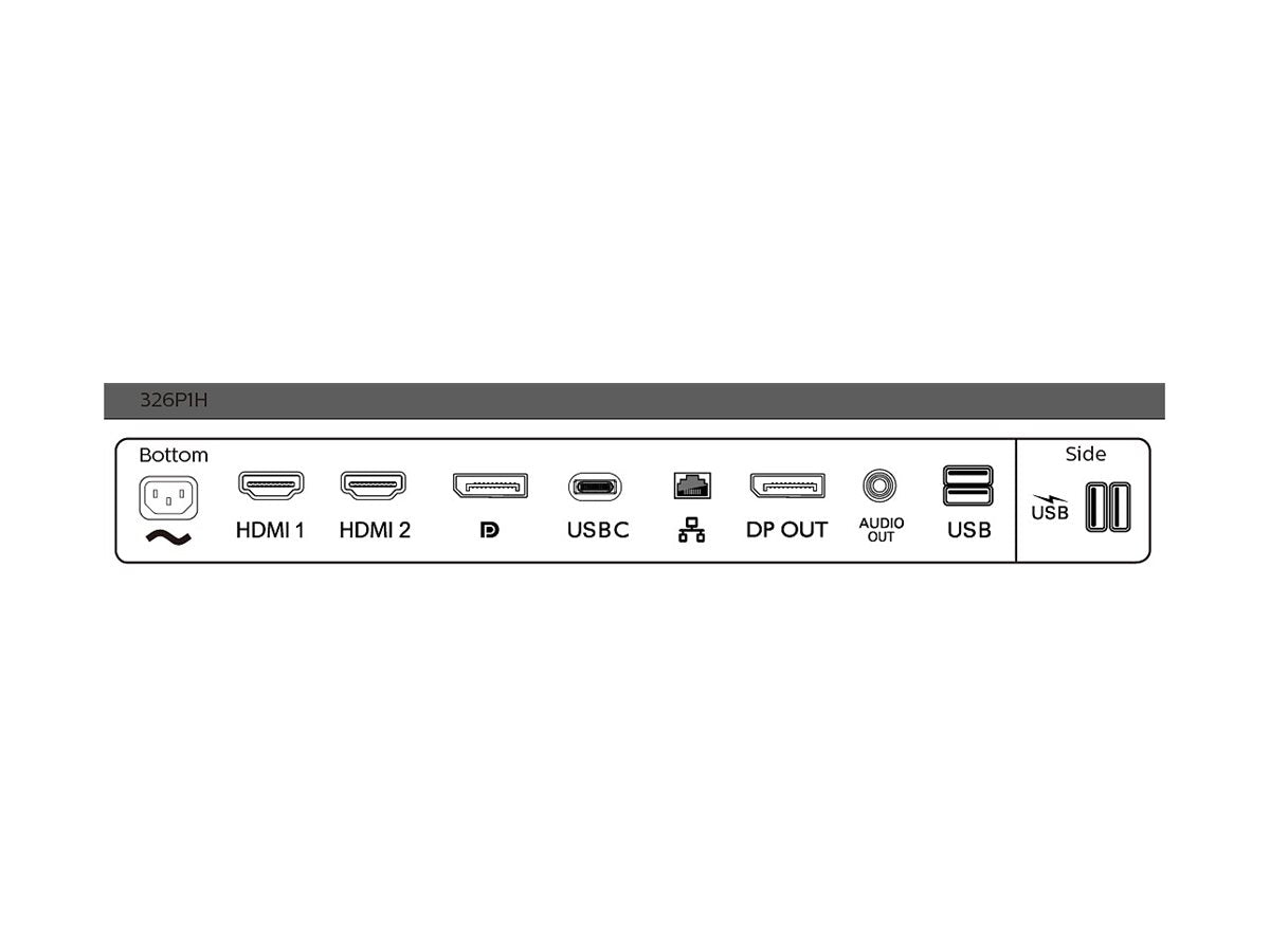PHILIPS 326P1H/00 Moniteur 32p - 2560 x 1440 QHD 75 Hz - IPS - 350 cd/m2 - 4 ms - 2xHDMI DisplayPort USB-C - WEBCAM - HP
