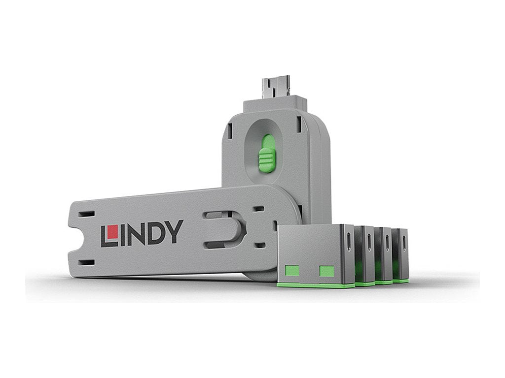 LINDY LINDY Clé USB et 4 bloqueurs de ports USB Vert