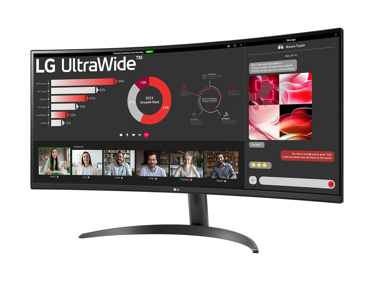 LG LG 34WR50QC-B.AEU Écran LED - incurvé - 34p - 3440 x 1440 WQHD 100 Hz - VA - 300 cd/m² - 3000:1- HDR10 -5ms - 2xHDMI, DisplayPort