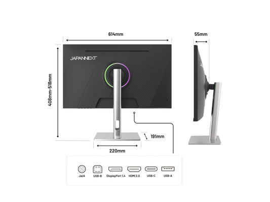 JAPANNEXT JAPANNEXT JN-IPS275K-HSPC9 - Ecran 27p - 5120x2880 5K 60Hz IPS - 350 cd/m2 - 2000:1 - HDMI - DP - USB-C charge 90W - Blanc