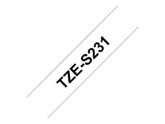 BROTHER P-TOUCH TZE-S231 noir sur blanc 12mm extra gluey
