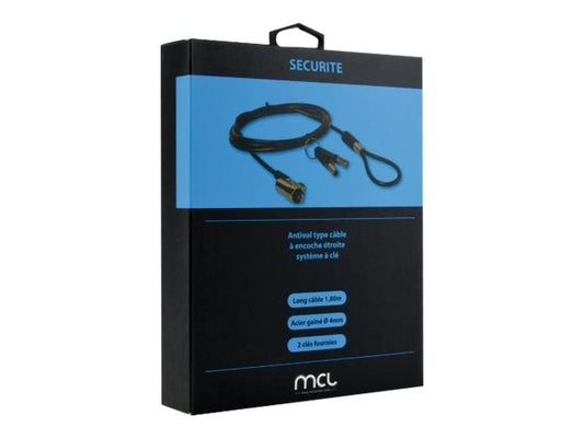 MCL Antivol type câble à encoche étroite système à clé 1.80m