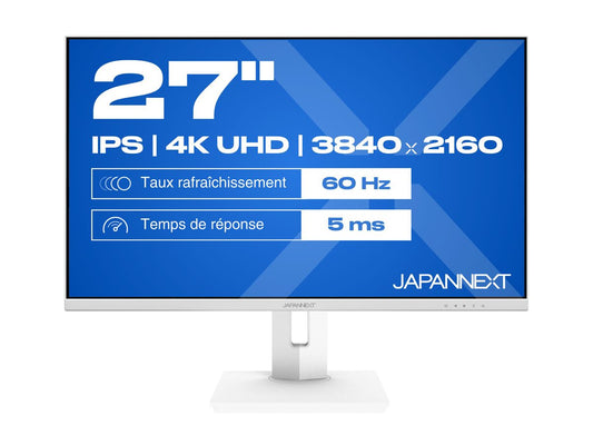 JAPANNEXT JAPANNEXT JN-IPS270UHD60F-C65W-HSP-W - Ecran 27p 3840x2160 4K 60Hz - IPS - 400 cd/m2 - HDR - HDMI x2 - DP - USB-C charge 65W