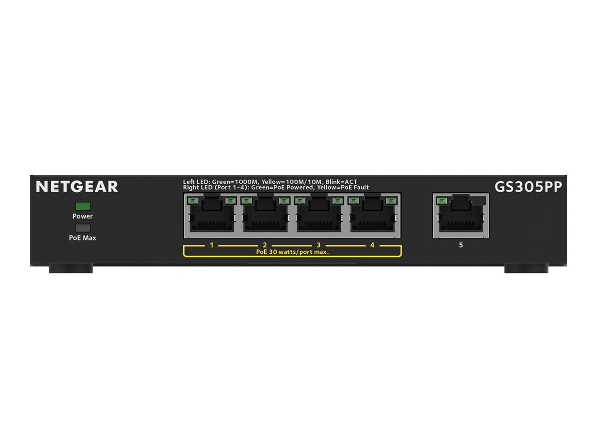 NETGEAR 5PT POE/POE+ GIGE Unmanaged Switch GS305PP