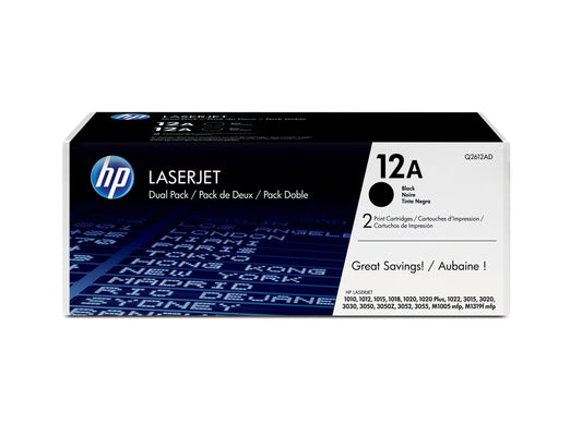 HP INC. HP 12AD original Laserjet Toner cartridge Q2612AD black standard capacity 2 x 2.000 pages 2-pack