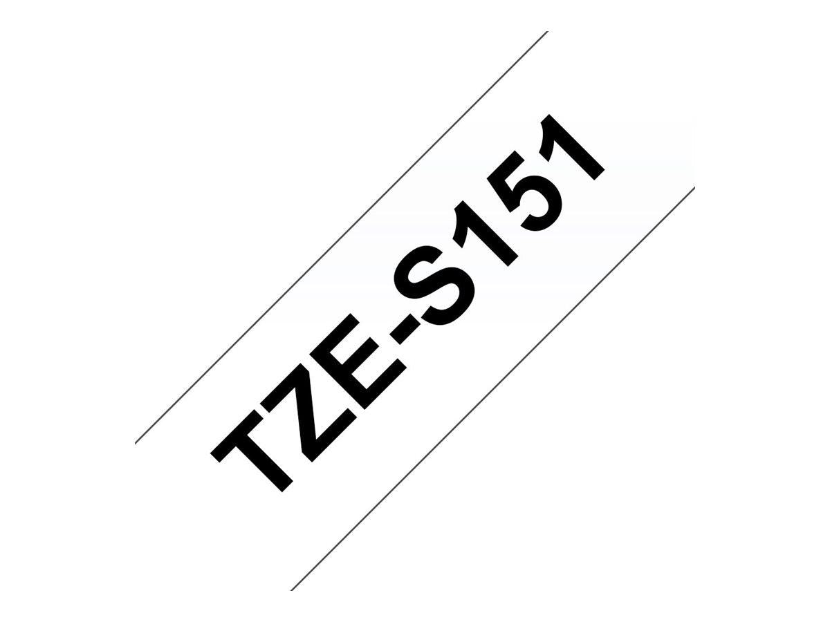 BROTHER P-TOUCH TZE-S151 noir sur clear 24mm extra gluey