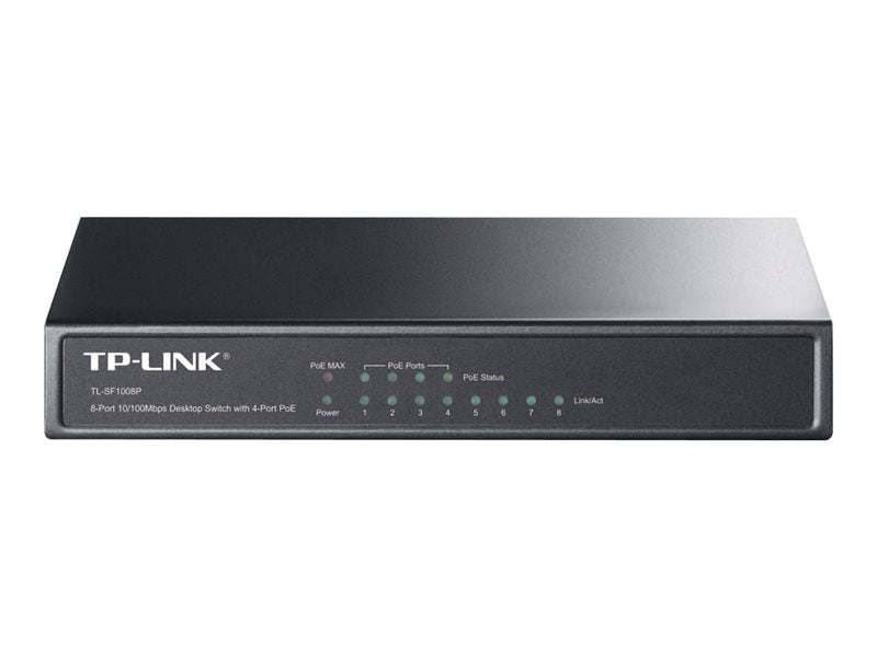 TP-LINK 8-port 10/100M PoE Switch 8 10/100M RJ45 ports including 4 PoE ports steel case