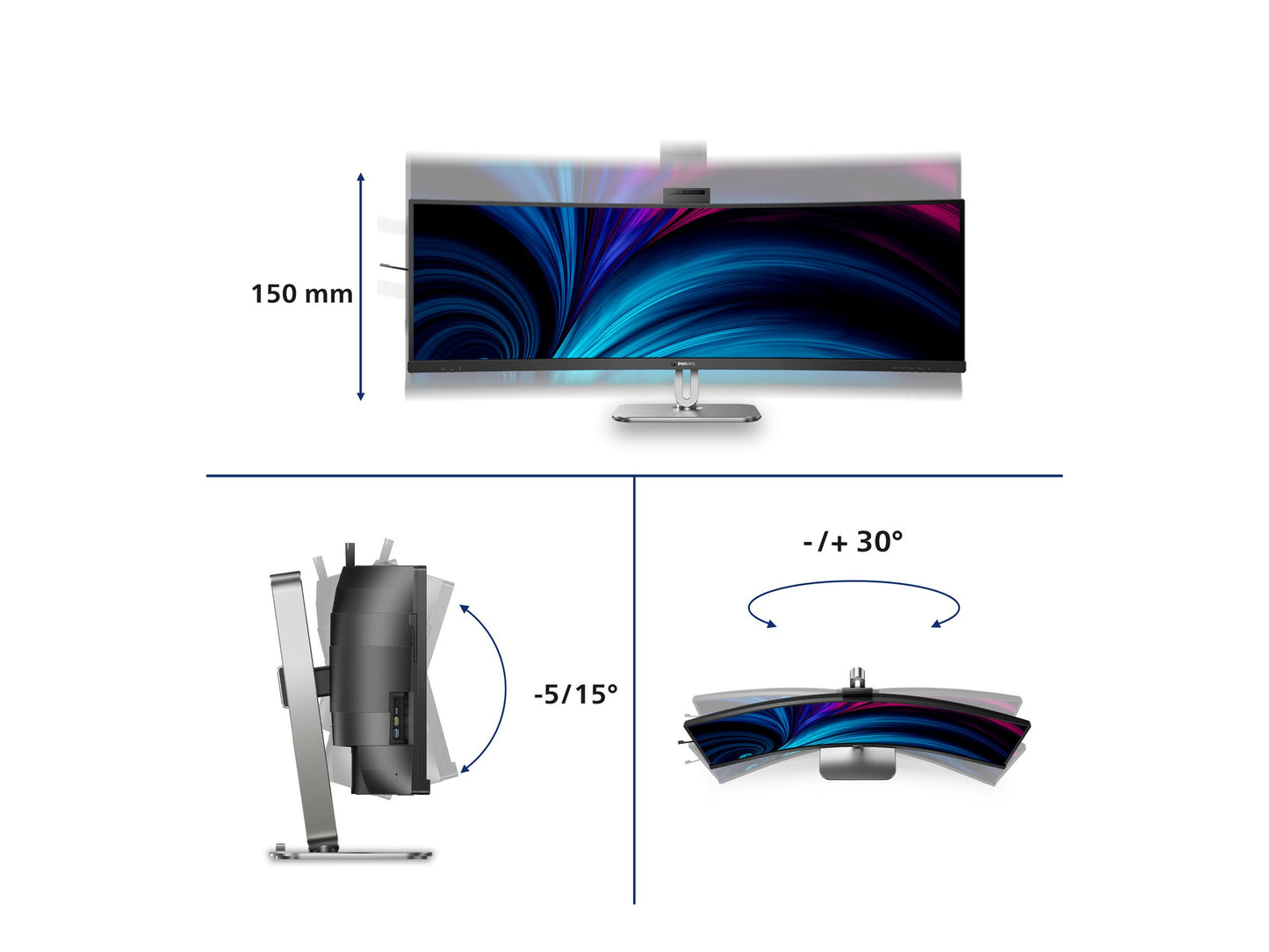 PHILIPS 49B2U6900CH/00 48.8p 5120x1440 VA Curved 1800R H/A 130mm SUPERWIDE USB-C 75Hz DP 2xHDMI USB HUB SPEAKERS