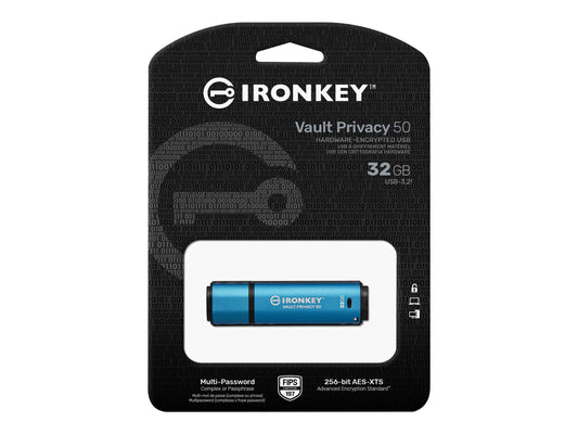 KINGSTON 32Go IronKey Vault Privacy 50 USB AES-256 Encrypted FIPS 197
