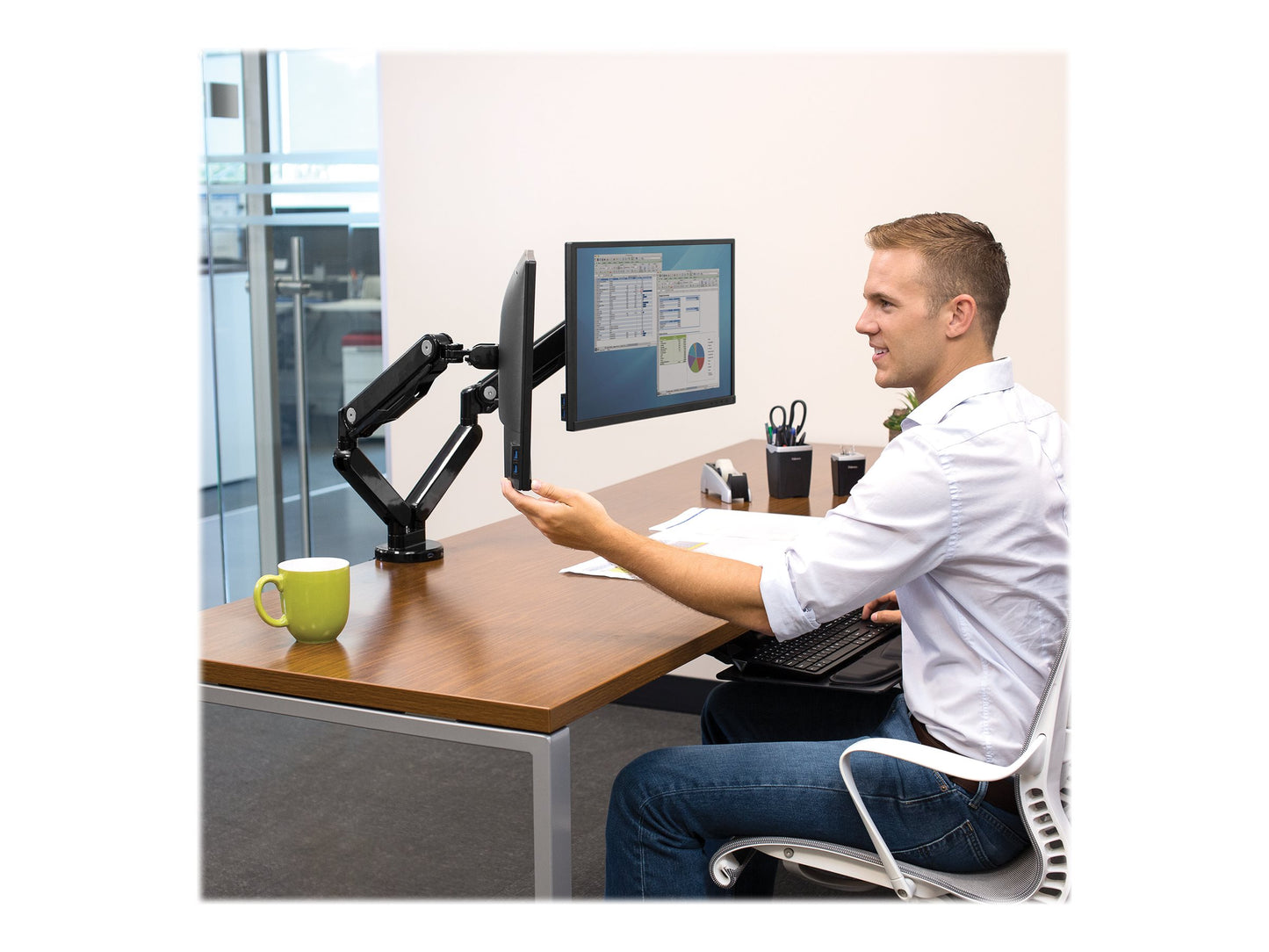 FELLOWES Bras porte écran double Platinium Série