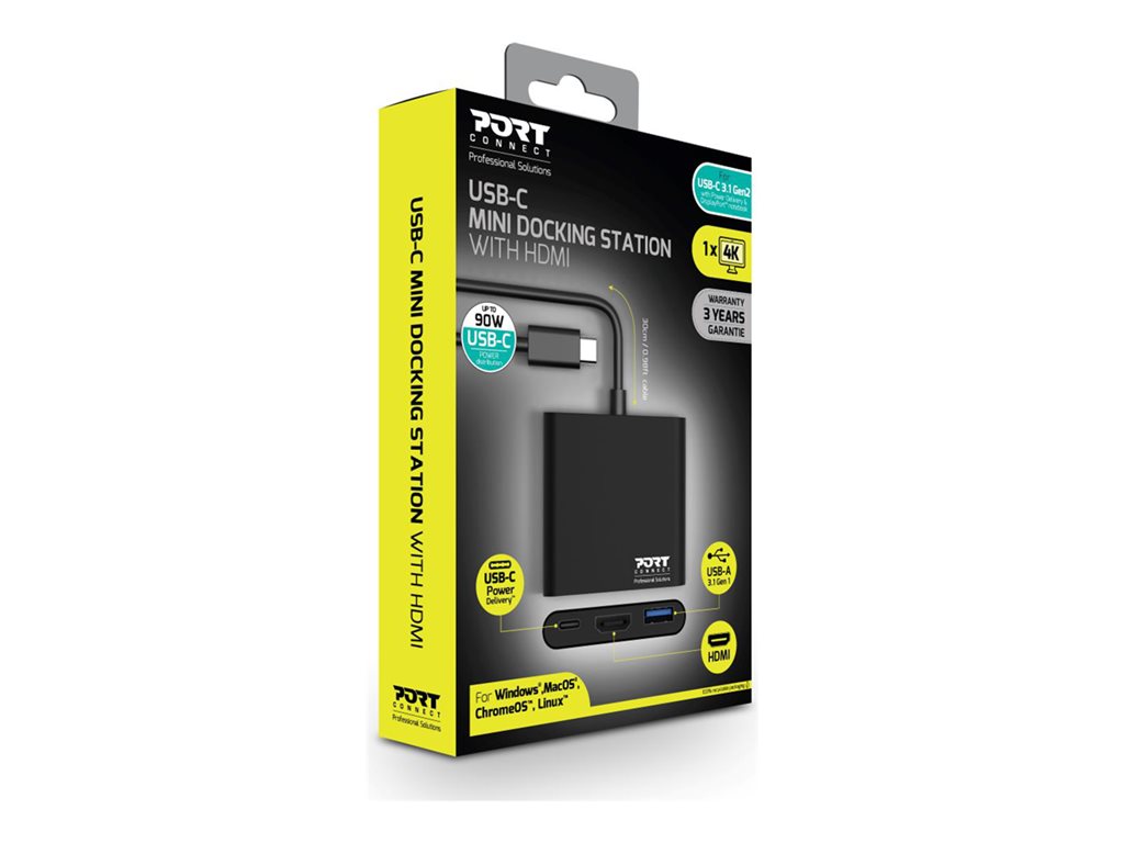 PORT DESIGNS Docking Mini Type C HDMI + USB3 + USB-C DP